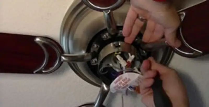 Ceiling fan installation with electrical wiring and mounting by professional electrician in Fresno, CA