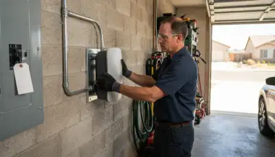 Electric vehicle charger installation in Kerman, CA with dedicated garage circuit by a licensed electrician