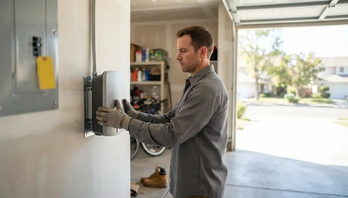 Electrician installing a home EV charger with a dedicated circuit in Fresno, CA