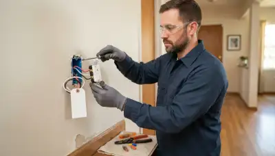 Electrician installs a GFCI receptacle with line and load wiring in a Fresno, CA home