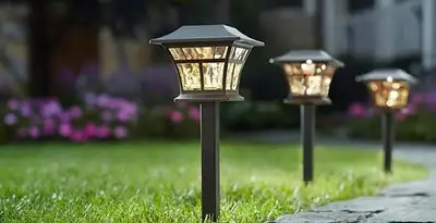 landscape lighting installation services with professionally installed pathway lights in Fresno, CA