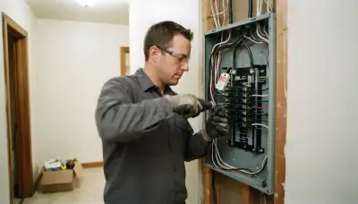 Electrician installing a new load center during an electrical panel upgrade in Fresno, CA