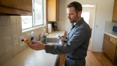Fresno electrician tests a kitchen GFCI outlet near the sink for ground-fault protection
