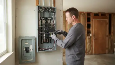 Electrician upgrading an older home's electrical panel in Reedley, CA for reliable modern power needs