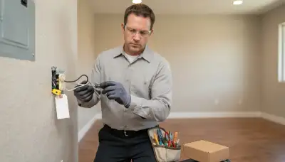 Electrician replacing a failed electrical outlet with secure screw terminals in a Fresno, CA home