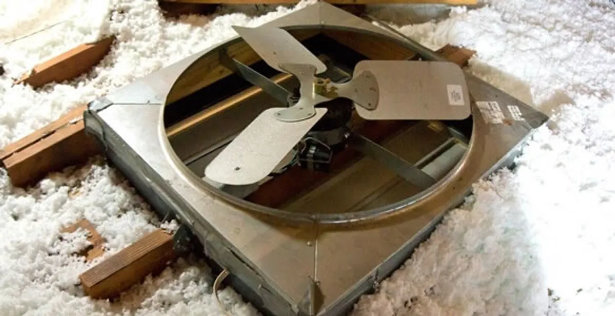 whole house fan installation services with attic-mounted ventilation unit in Fresno, CA